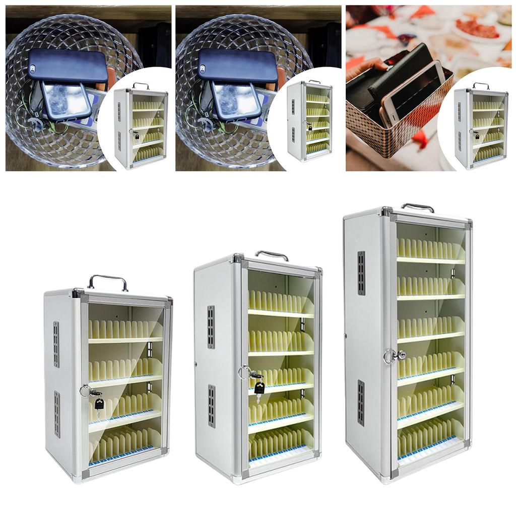 Phone Storage Cabinet Aluminum Alloy Lockable Locker for Repair Stores 48 Slots