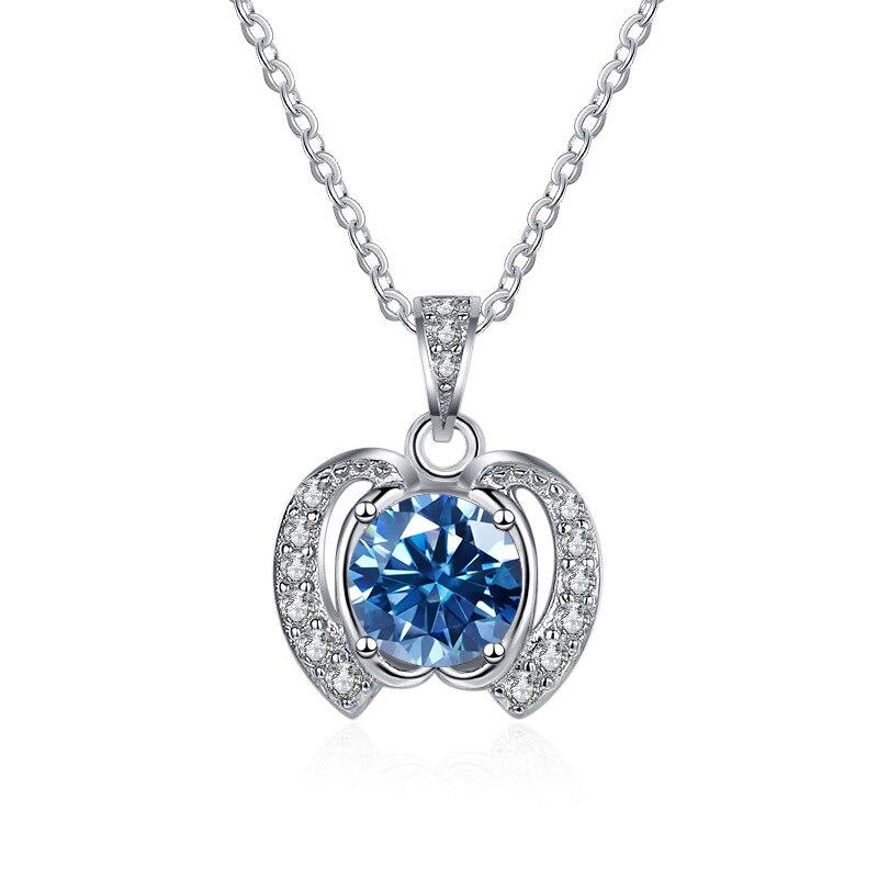 Bague Ringen Trend Women's 1 Carat Round Moissanite Necklace Apple Shaped Pendant Clavicle Chain Silver 925 Jewelry For Christmas
