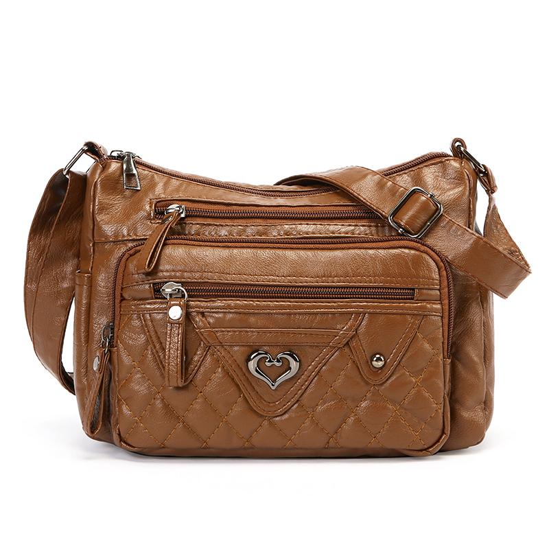 

Женская сумка через плечо из мягкой кожи, сумка для мамы среднего возраста коричневый