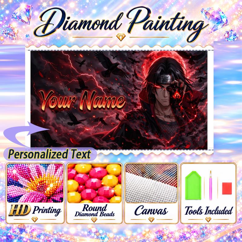 Personalized Itachi Uchiha Diamond Art Custom Name 5D Diamond Painting Full Drill DIY Craft