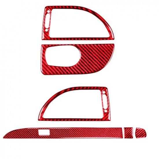 6Pcs For BMW 6Series E63 E64 Red Carbon Fiber Interior Dashboard Kit Cover Trim
