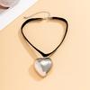 Chunky Black Flannelette With Big Heart Pendants Necklaces for Women Trendy Short Choker Collar 2026 Fashion Jewelry Accessories