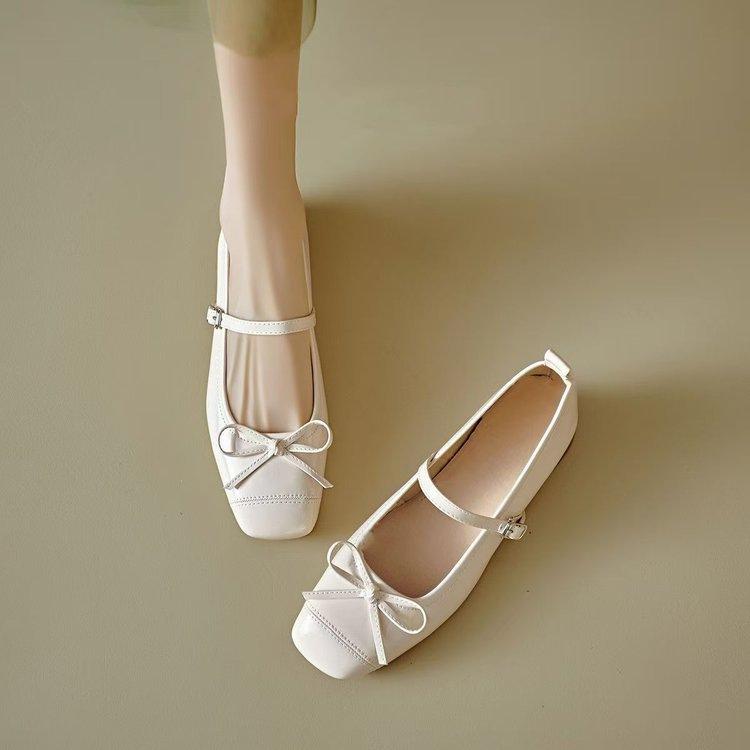 French Gentle Wind Single Shoes Autumn New Height Increase with Skirt Bow Ballet Mary Jane Shoes