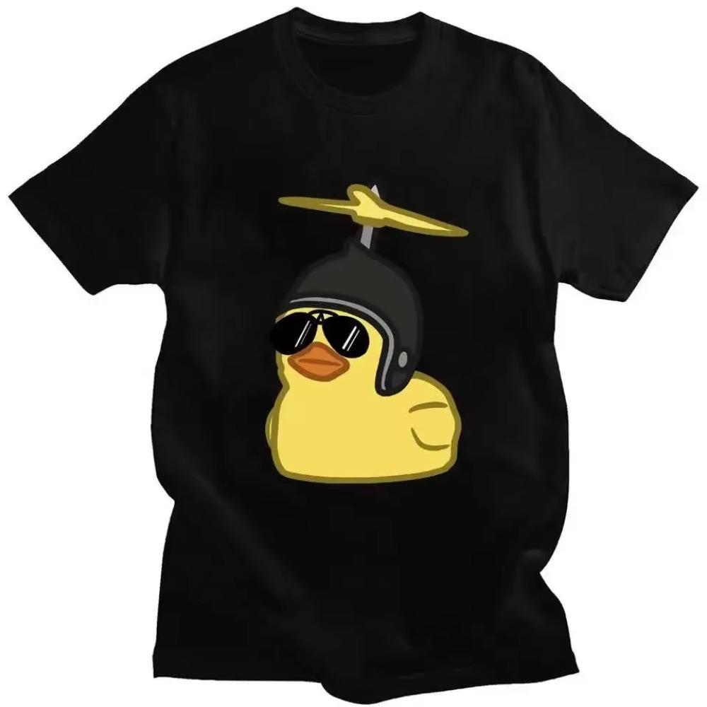 Funny Rubber Duck Sunglasses Print T Shirt Fashion Men's Women's Oversized Cartoon T-Shirts Cotton Oversized T Shirts Streetwear