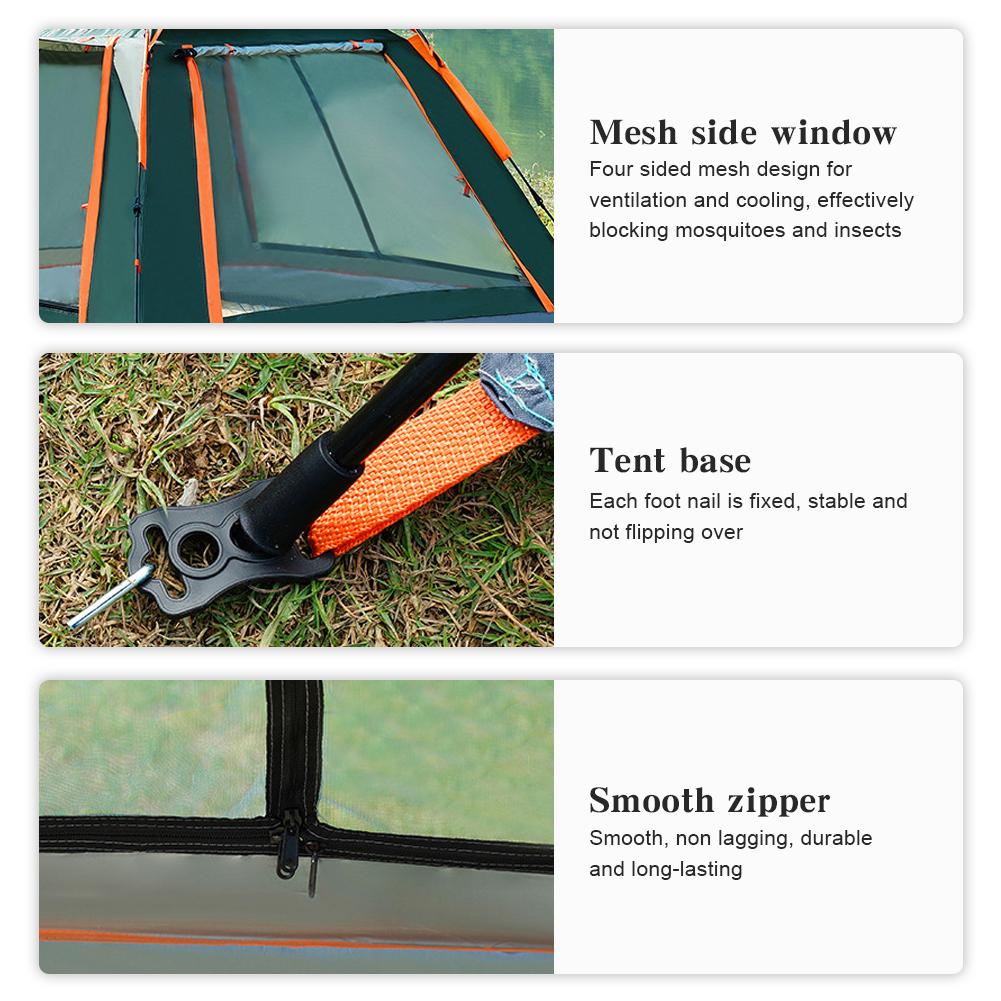 Automatiskt Snabböppnande Campingtält med Tak Fällbart Tält Anti-UV Solskydd Portabelt Sexkantigt Tält för 3-4/4-6 Personer