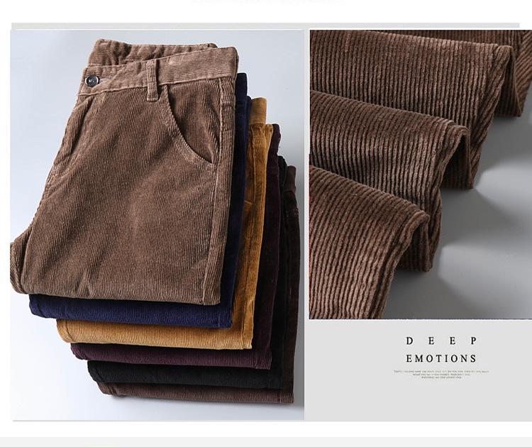 2025 Men's Corduroy Pants: Straight, Loose Fit, Thick and Warm for Spring, Autumn, and Winter.