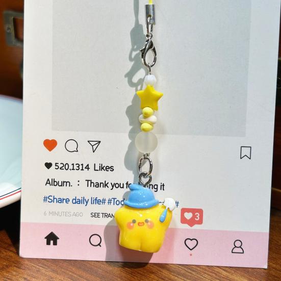 Decorative Pendant Cartoon Star Beaded Charm Portable Bag Pendant with Lanyard Mobile Phone Hanging Ornament