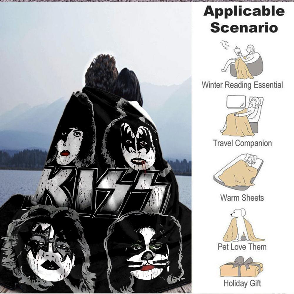 1pc KISS Band Flannel Blanket, Soft Skin Friendly with Digital Printing, Various Sizes Available for Family, Friends, Birthday
