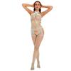 Womens Fishnet Crotchless Bodystocking See Through Cutout Cross Halter Neck Jumpsuit