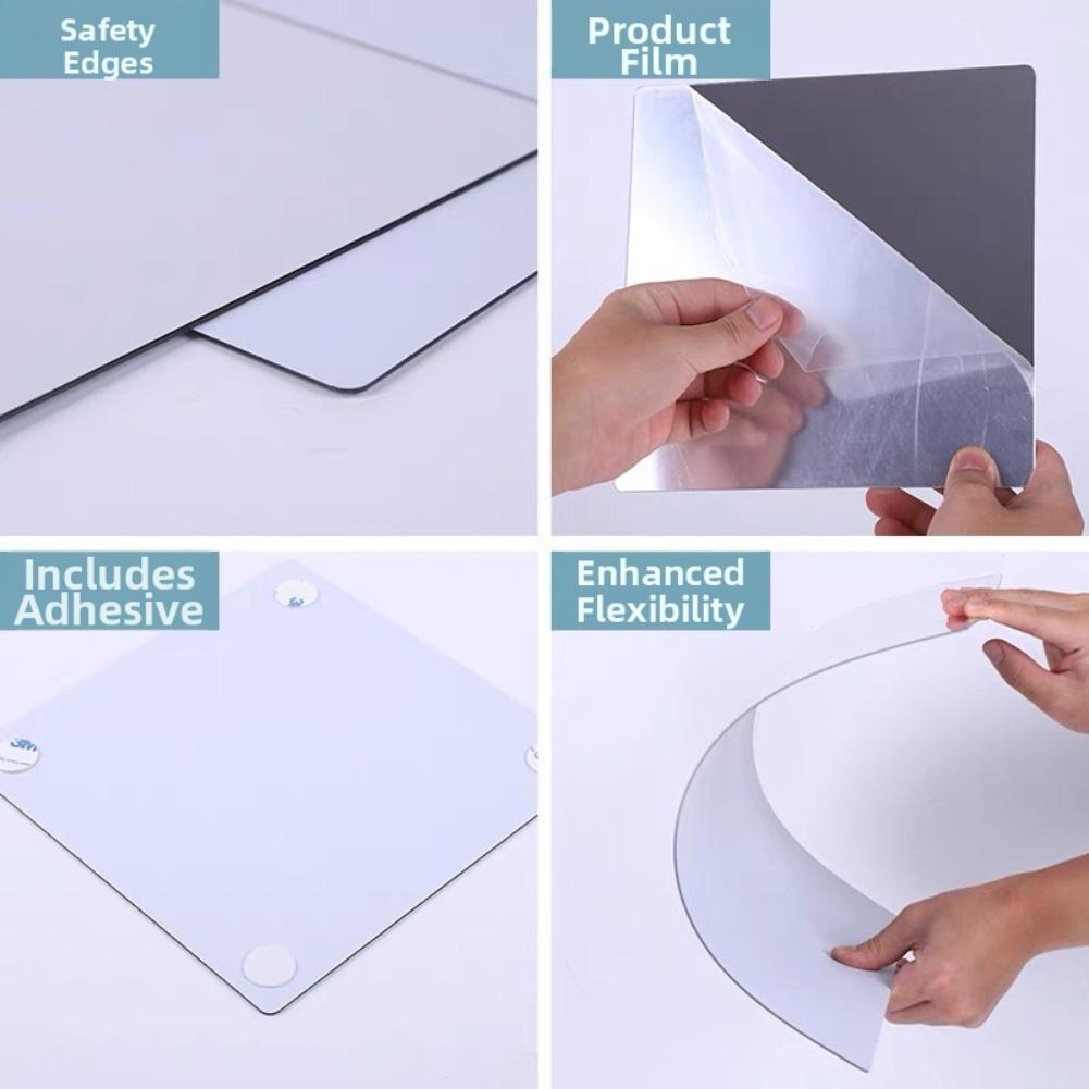 Dicker Acrylspiegel Wandaufkleber bruchsicher klare Reflexion sicher abgerundete Ecken DIY für Badezimmer und Flure