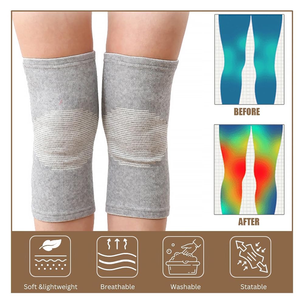 1 Pair Bamboo Charcoal Knee Support Lightweight Knitted Knee Guard for Men and Women Breathable Sweatproof Compression Support