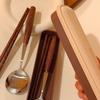 4Pcs Vintage Chopsticks Fork Spoon Set Storage Case Outdoor Dining Set  Travel