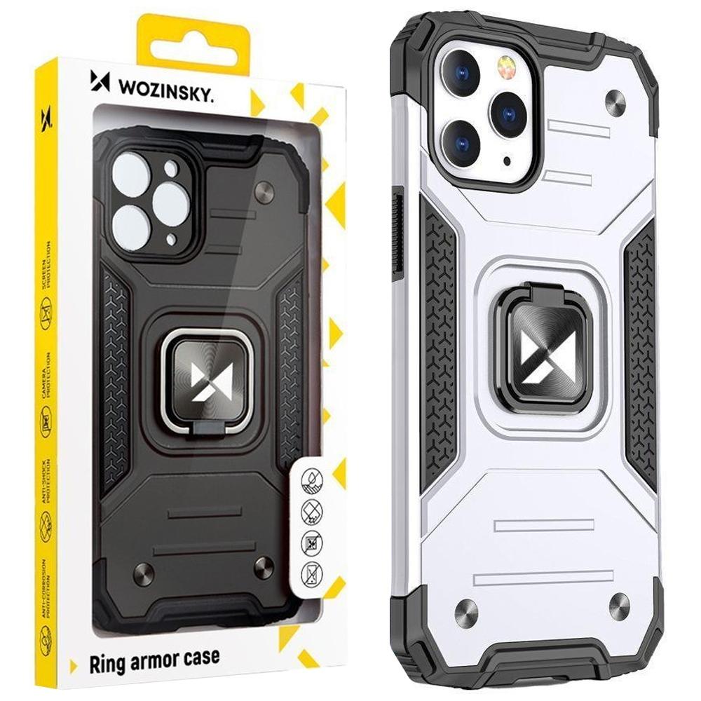 Wozinsky Ring Armor Etui Iphone 14 Pro Pancerny Pokrowiec Uchwyt Magnetyczny Ring Srebrne