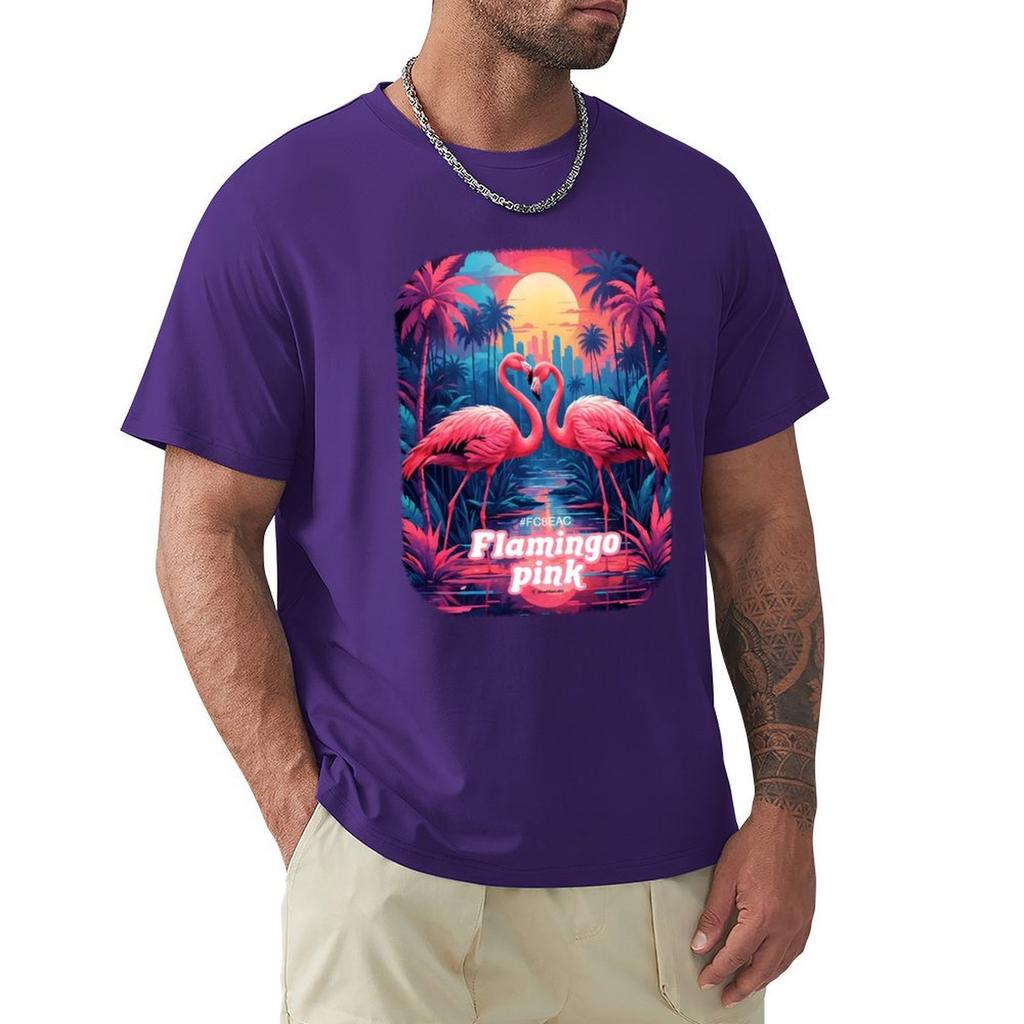 Flamingo Pink T-Shirt Graphic Tee Shirt Funnys Men Clothes