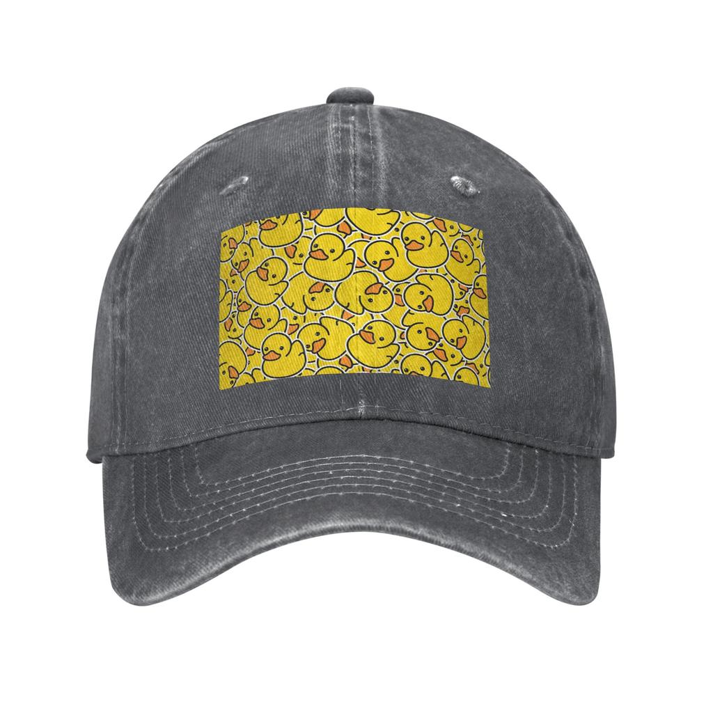 Yellow Bathtime Rubber Ducks Pattern Denim Fabric Cap Casual Baseball Caps Adjustable Hat Summer Unisex Baseball Hats