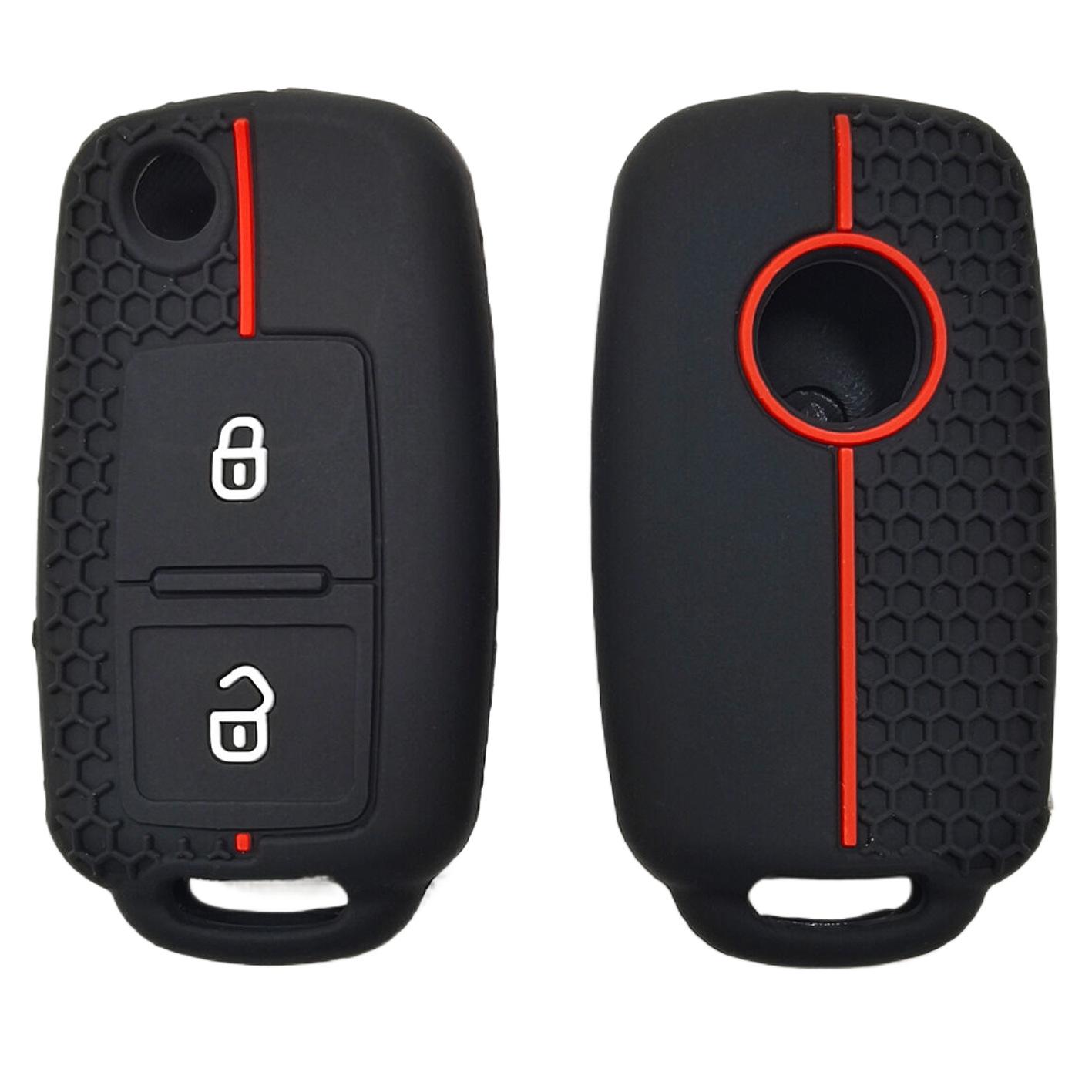 

Силиконовый ударопрочный чехол для ключей, подходит для Volkswagen Golf, Passat, POLO, Skoda, складной, 2-клавишный, сотовый узор