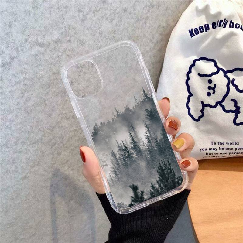 

Чехол для телефона с принтом «Горный лес, облако, туман, пейзаж», прозрачный мягкий чехол для iphone 12 11 13 7 8 plus x xs xr pro max mini iphone X XS