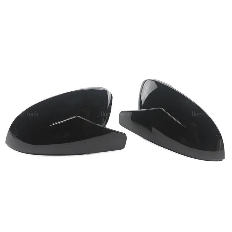 2x Horn Look Bright Black Rearview Side Mirror cover Caps for Volkswagen VW Golf 8 MK8 VIII 8R R GTI GTE GTD 20-25