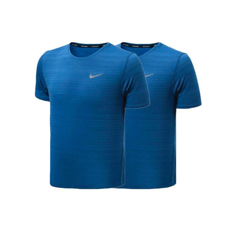 Nike Dri-Fit Miler Glowing Logo Crew Neck Running Short Sleeve T-Shirt Men Tops Blue CU5993-480
