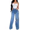 2023 Blue Ripped Denim Pants Casual Fashion Hight Waist