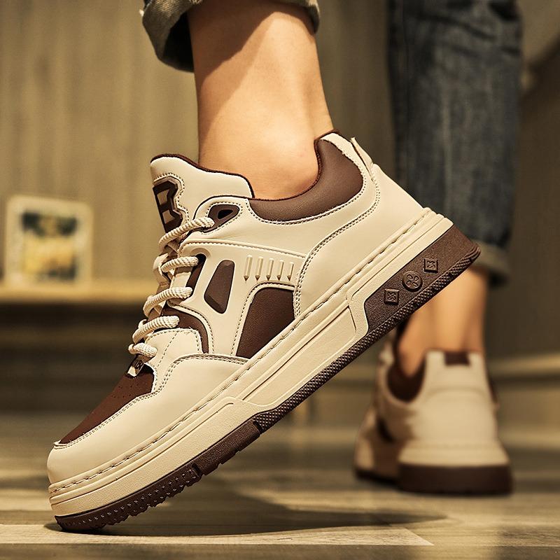 Brot Herrenschuhe Herbst Nischendesign kleine weiße Board-Schuhe dicke Sohle erhöhend lässig vielseitig rutschfeste weiche Sohle Sport Trendschuhe
