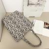 Leopard Print Large Capacity Tote Bag Women's Shoulder Bag Student Class Canvas Bag