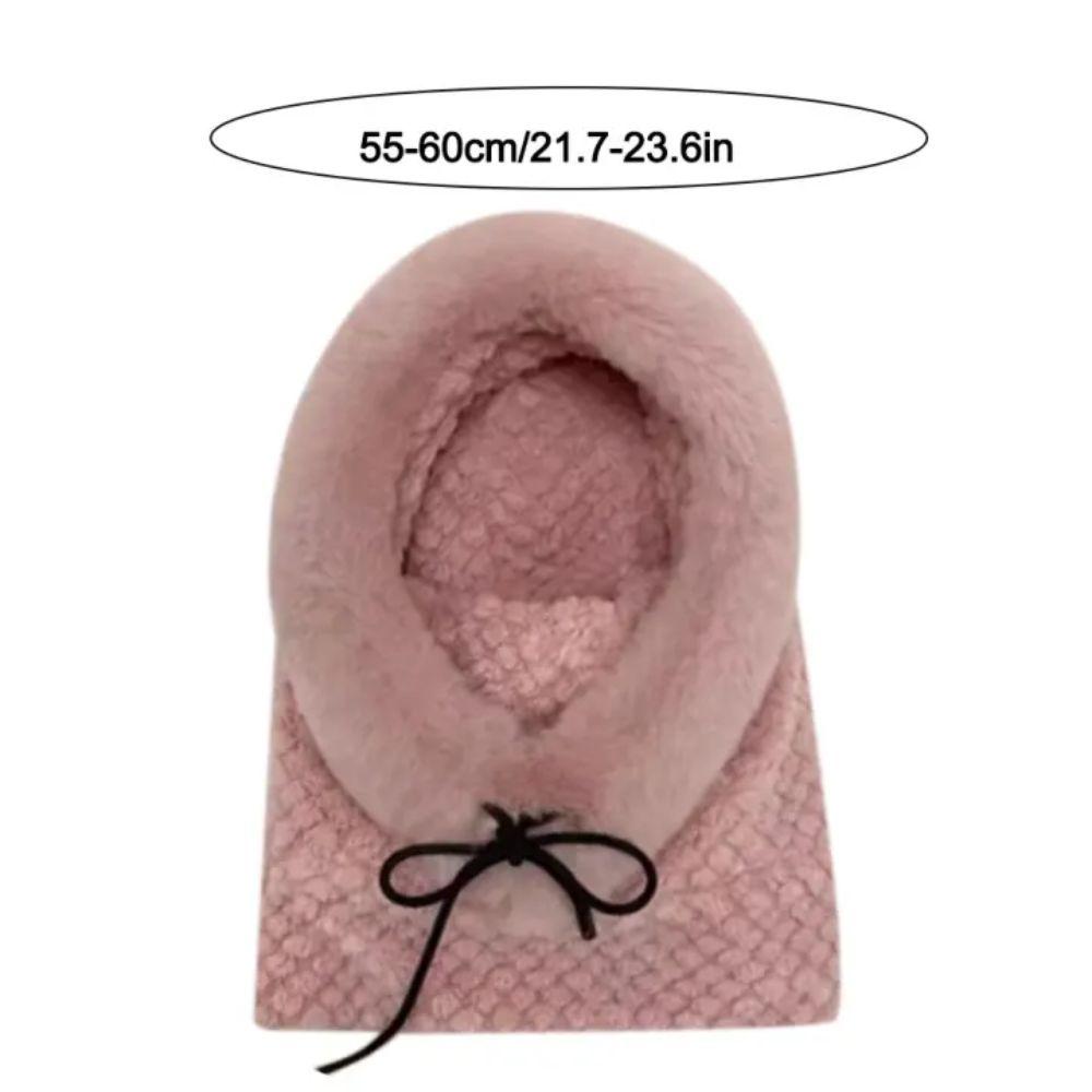 Thickened Beanies Cap Plush Ear Protection Hat Fashion Integrated Scarf Hat Set  Outdoor