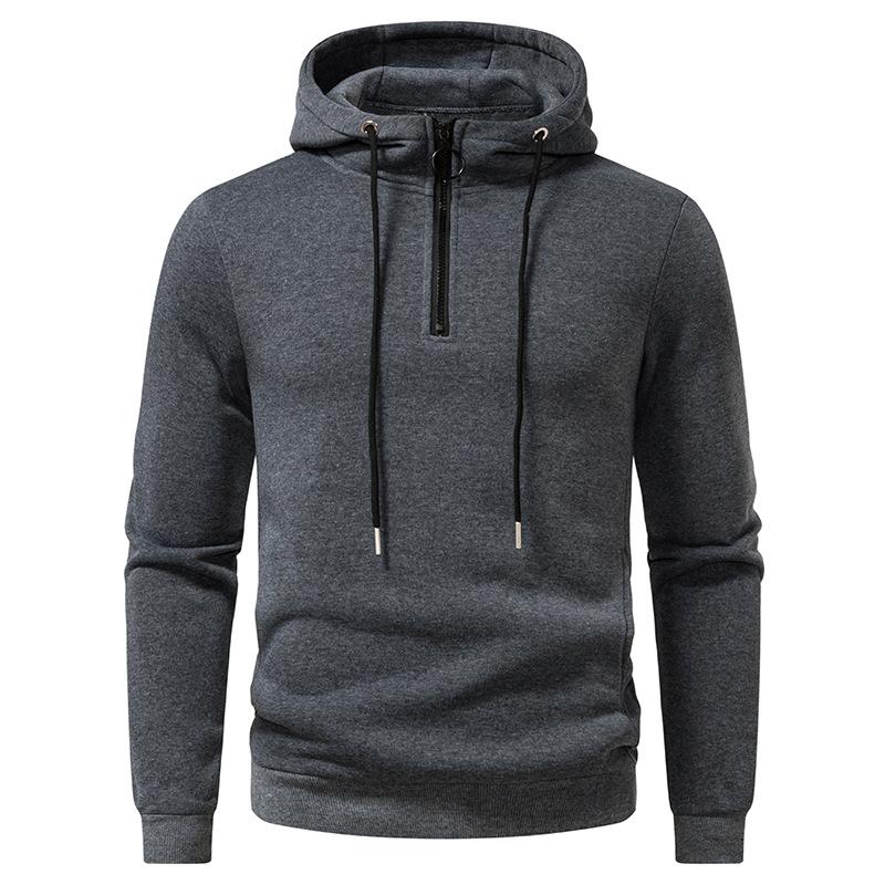 Men's Half-Zip Hooded Sweatshirt Casual Pullover for Men Autumn Winter Warm Fashion Hoodie with Drawstring Multi-Color Male Tops