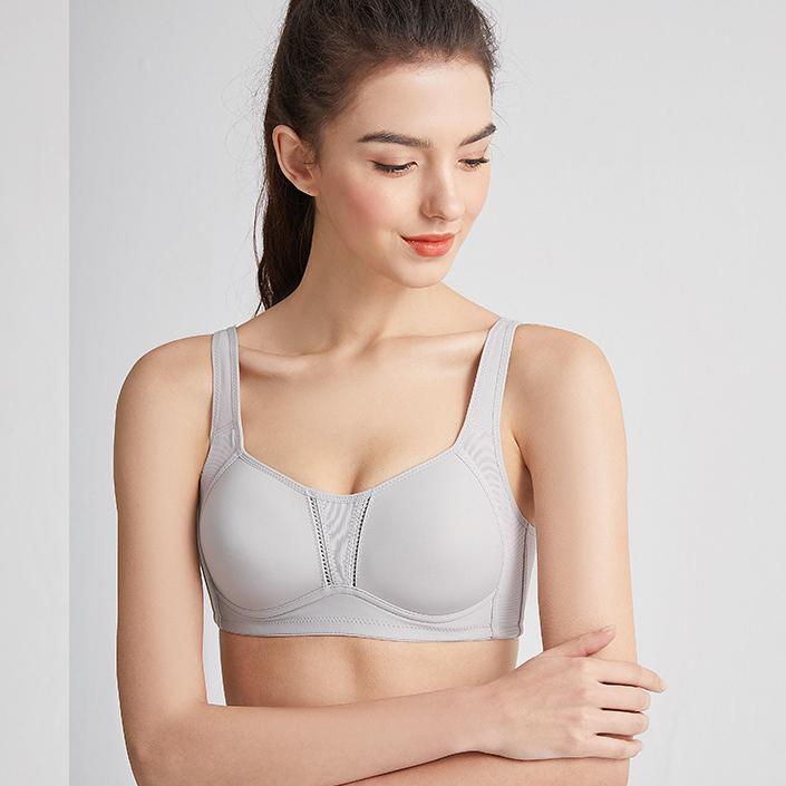 

Тонкий собирающий бюстгальтер Женская коллекция Аксессуар Бюстгальтер Большого размера Ударопрочный и бесшовный Спортивный бюстгальтер 42/95D серый