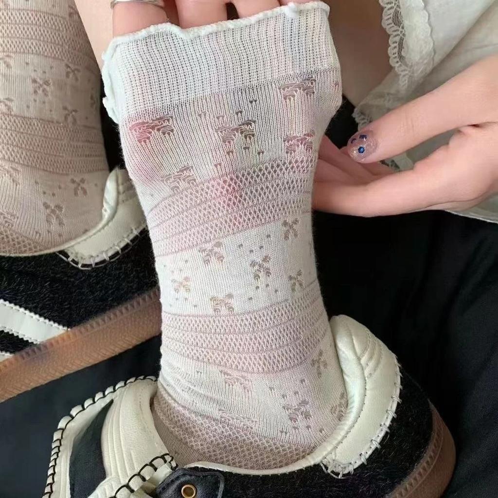 Socks For Women Thin Summer New Candy Color Hollow Out Breathable Loose Sock Women's Casual Basic Sweet Girls Fashion Long Socks