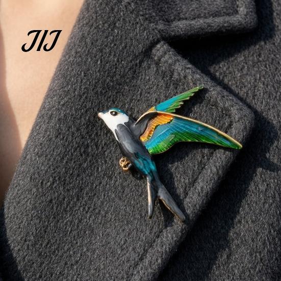 Oil Dripping Bird Pin Swallow Brooch for Women, Enamel Lapel Pin, Decorative Alloy Badge Coats Suits Dresses Scarves