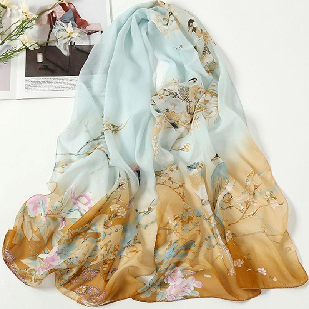 Sunscreen Chiffon Scarf 160*50cm Shawl Silk Fashion Beach Gauze Scarf  for Women