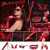 Halloween Devil Costume Set with Accessories - , Glasses , Collar , Gloves , Tail for Adults