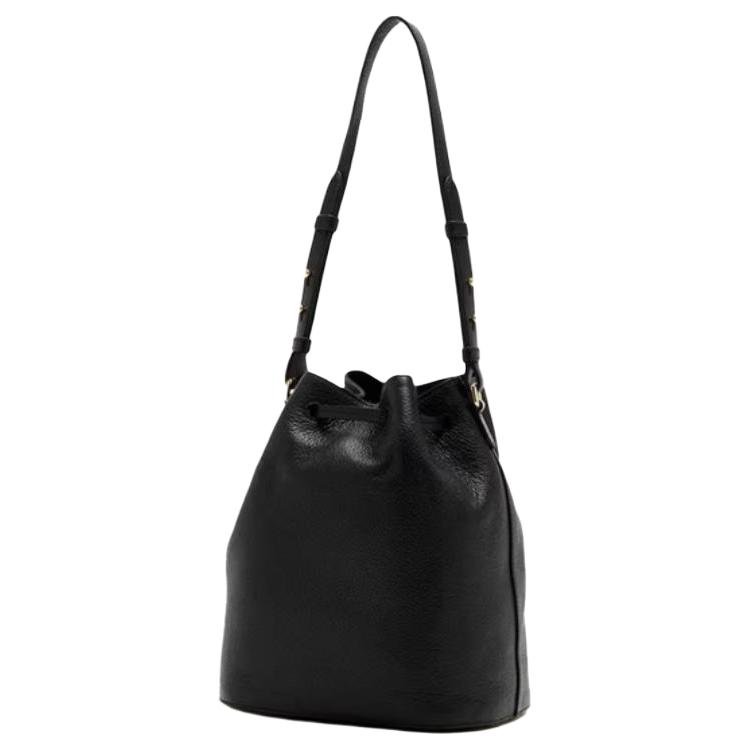 Bally Logo Kordelzugverschluss Beuteltasche Leder Umhängetasche Damen Taschen Schwarz 6312074