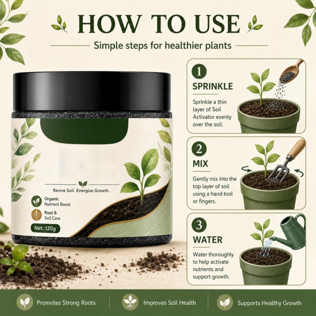 Ammendante per Terriccio Piante 120g Potenziatore Nutrizionale Biologico Cura di Radici e Terreno Rivitalizza il Terreno Energizza la Crescita Adatto per Piante da Interno ed Esterno