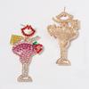 European and American Fashion Design Personalized Color Diamond-encrusted Alloy Cocktail Cup Earrings New Red Lip Stud Earrings Women