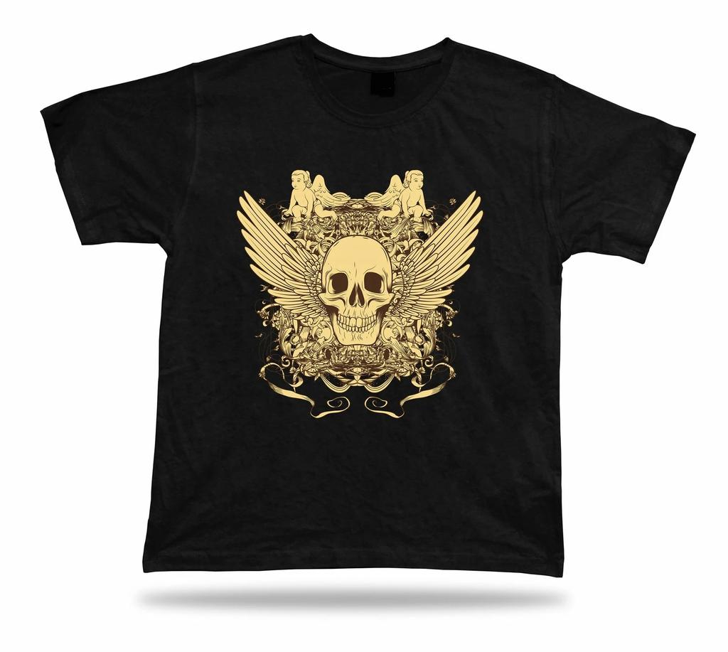 Angels and Skeleton Skull Wings Floral t shirt tee design special gift present