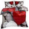 3D Cotton Satin Bedding 160x200cm HEART ON STONES