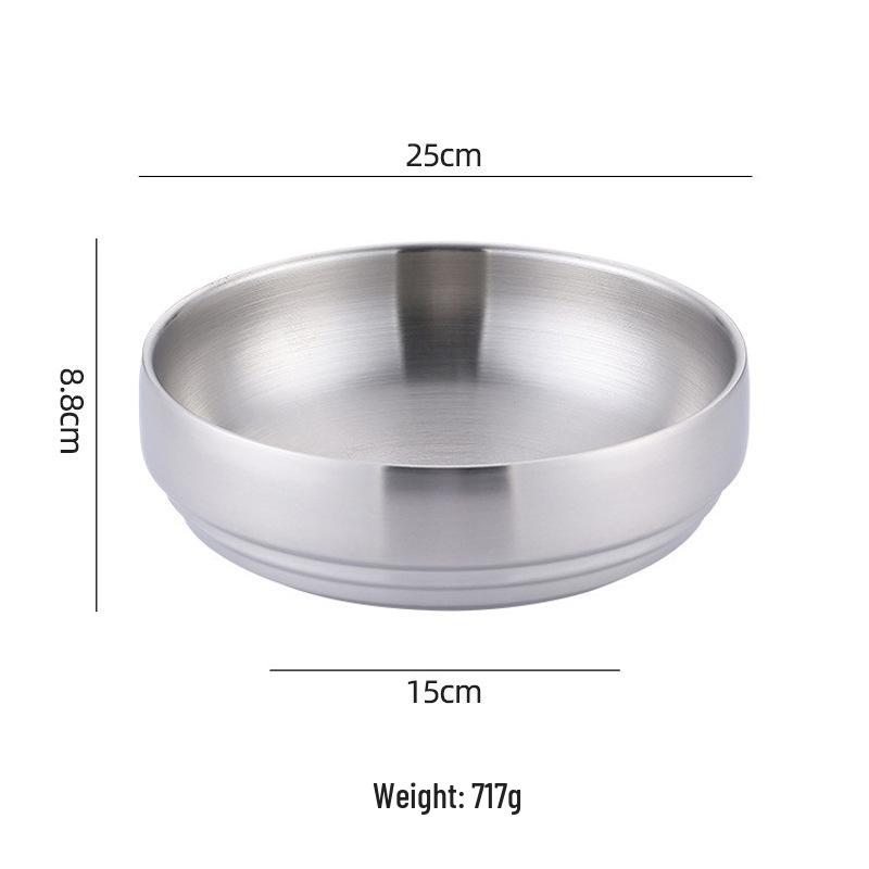 Korean Style Stainless Steel Double-Layer Gold Noodle Bowl - Large for Noodles, Rice, or Soup with Custom Logo