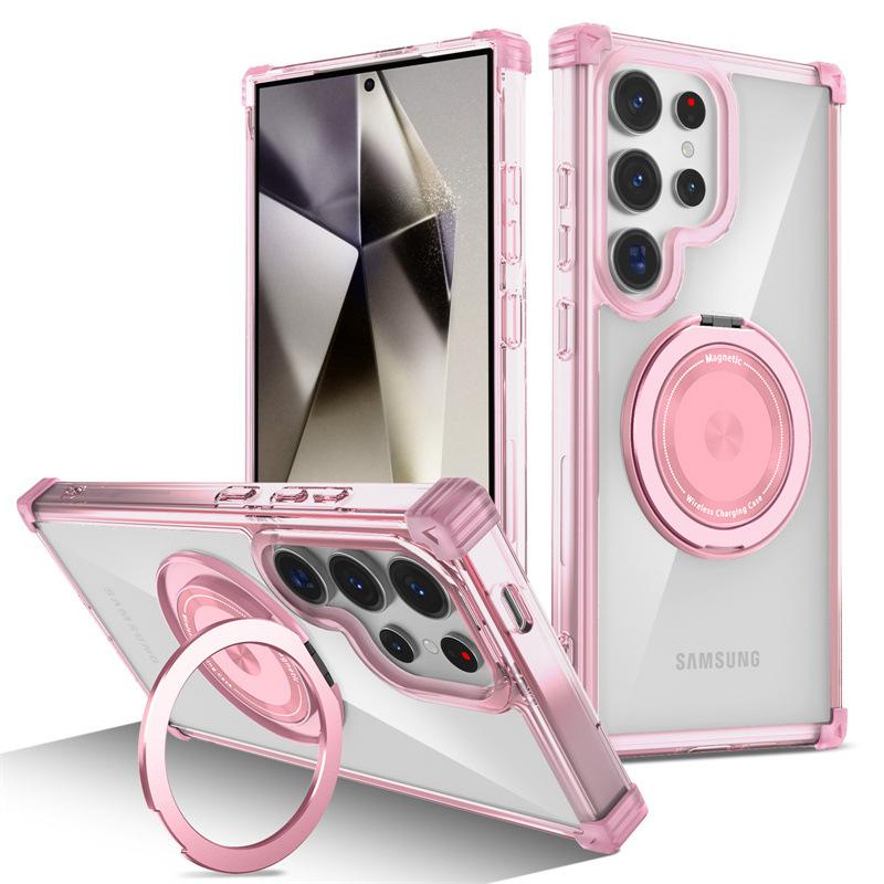 Applicable to Samsung S26Ultra magnetic mobile phone case Golden Shield rotating bracket S25Ultra anti-drop S24 protective case