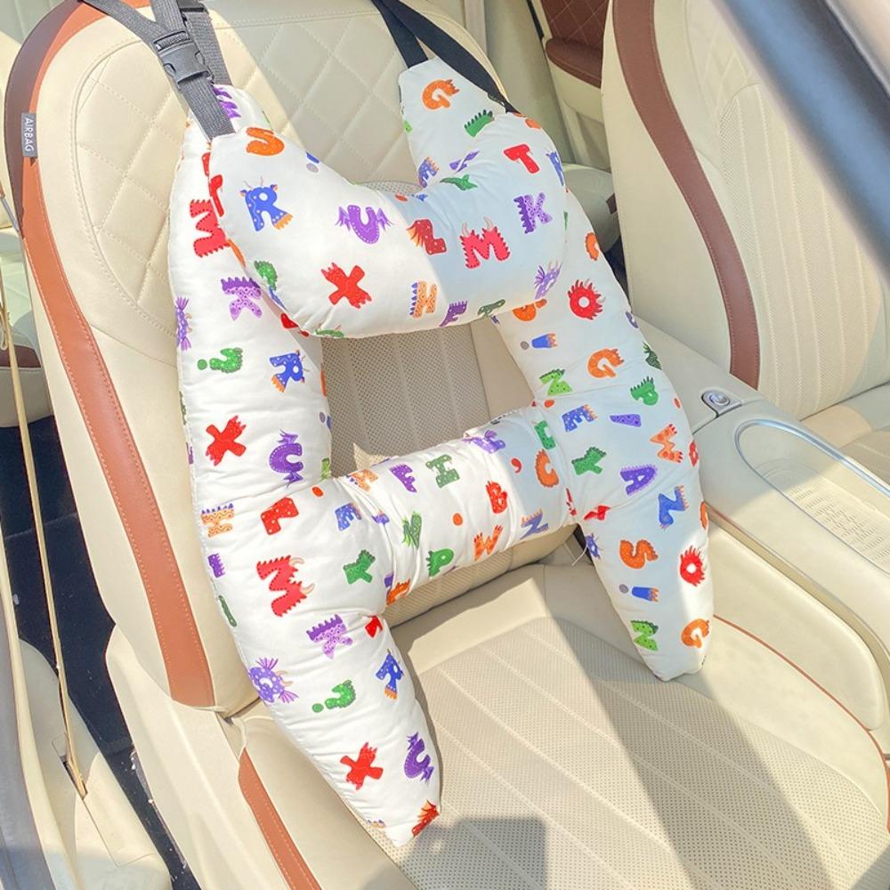 Cartoon Ultra-Soft Car Seat Pillows H-Shape Restful Naps Travel Pillow Safety Sleeping Head Support Kid
