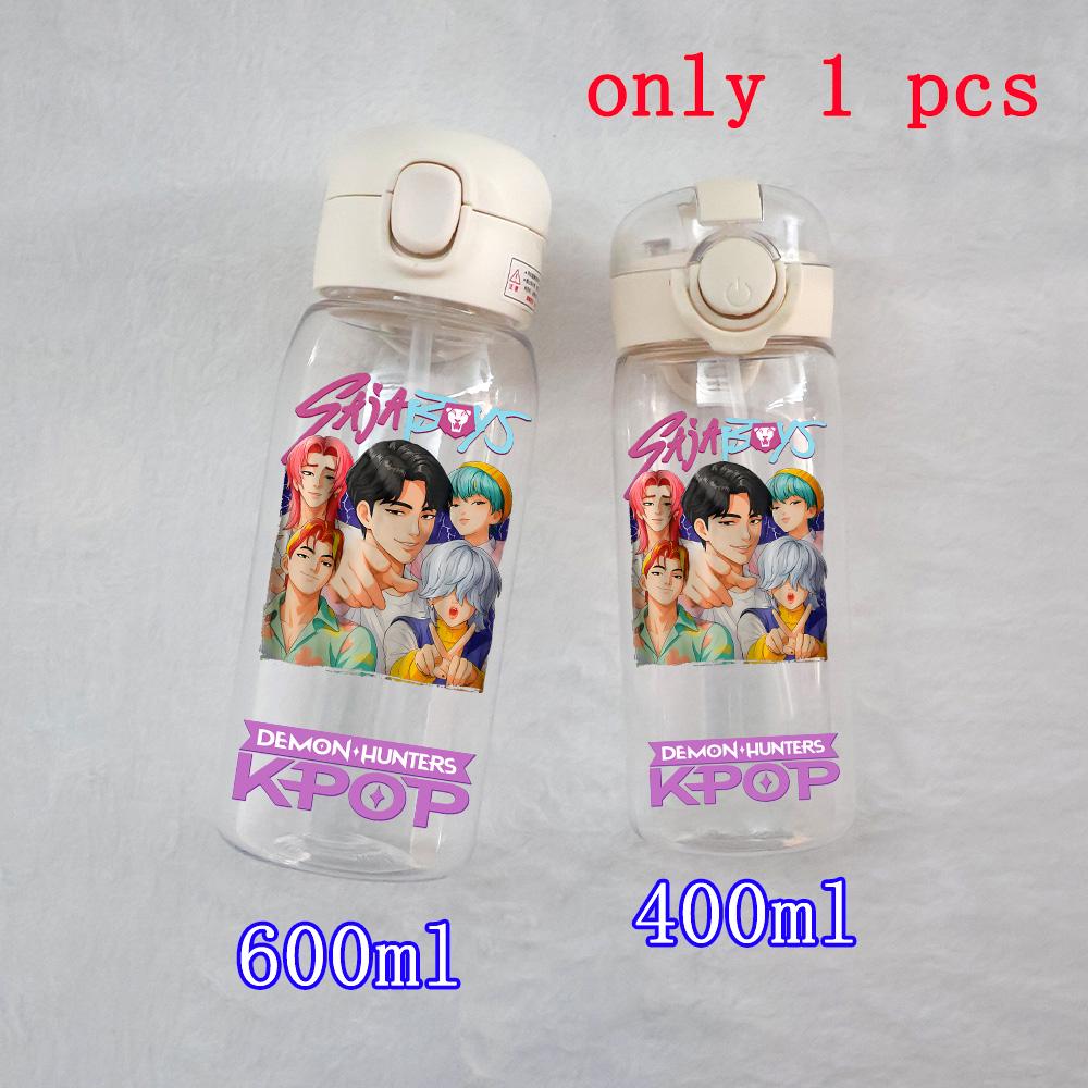 400ML-600ML Animated Movie K-Pop: Demon Hunters HUNTR/X Plastic Large Capacity Water Cup Bottle Gourde Drinking Bottle Gifts