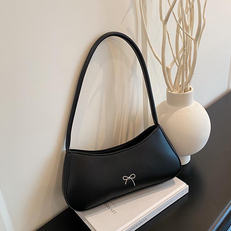 

Заграничный стиль бант трендовая мода сумка подмышку женская однотонная французский стиль заграничный стиль универсальный темпераментная высококлассная сумка на плечо чёрный