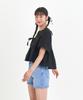 Retour Deux Vingt Quatre Wavy Crop Tencel Blouse (Black)