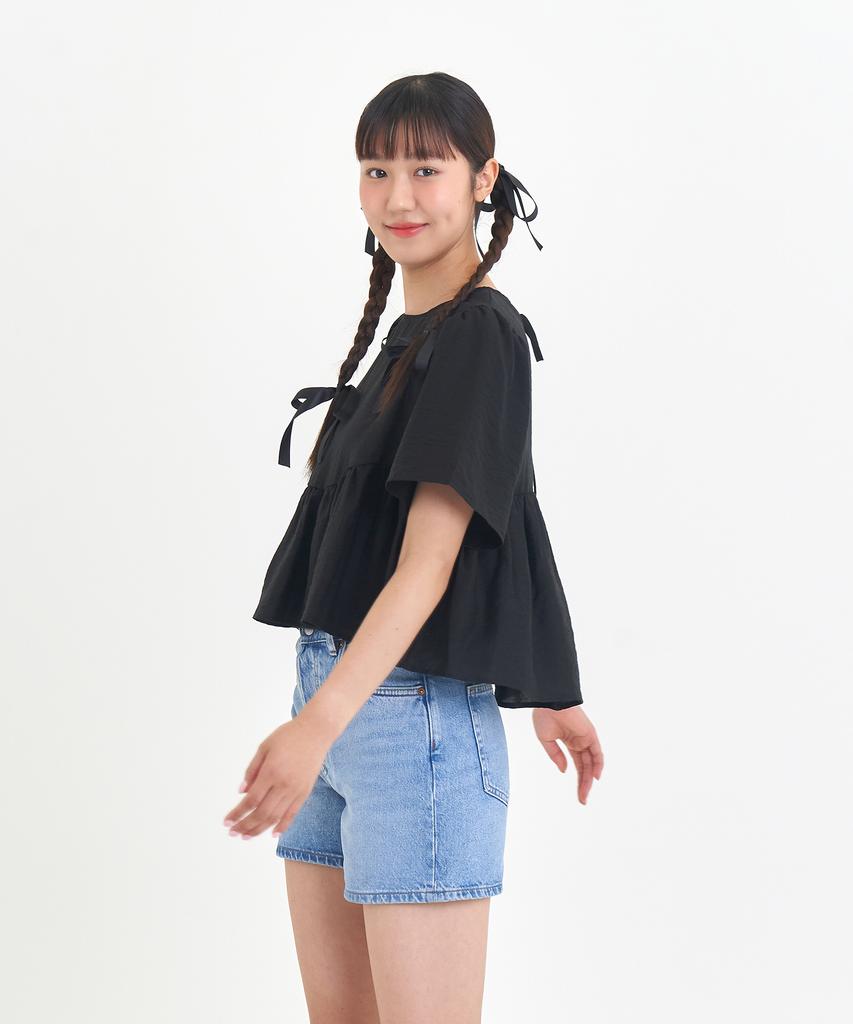 LETTRE DE LE TOILE Wavy Crop Tencel Blouse (Pink)