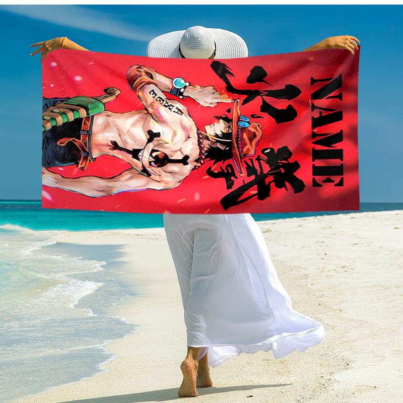Personalized customized proof beach towel with One Piece pattern - soft, absorbent,quick-drying,perfect swimming,camping&bathing
