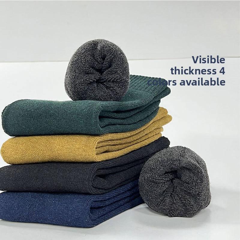5 Pairs of Women's Autumn and Winter Solid Color Thick Warm Cashmere Hoop Socks