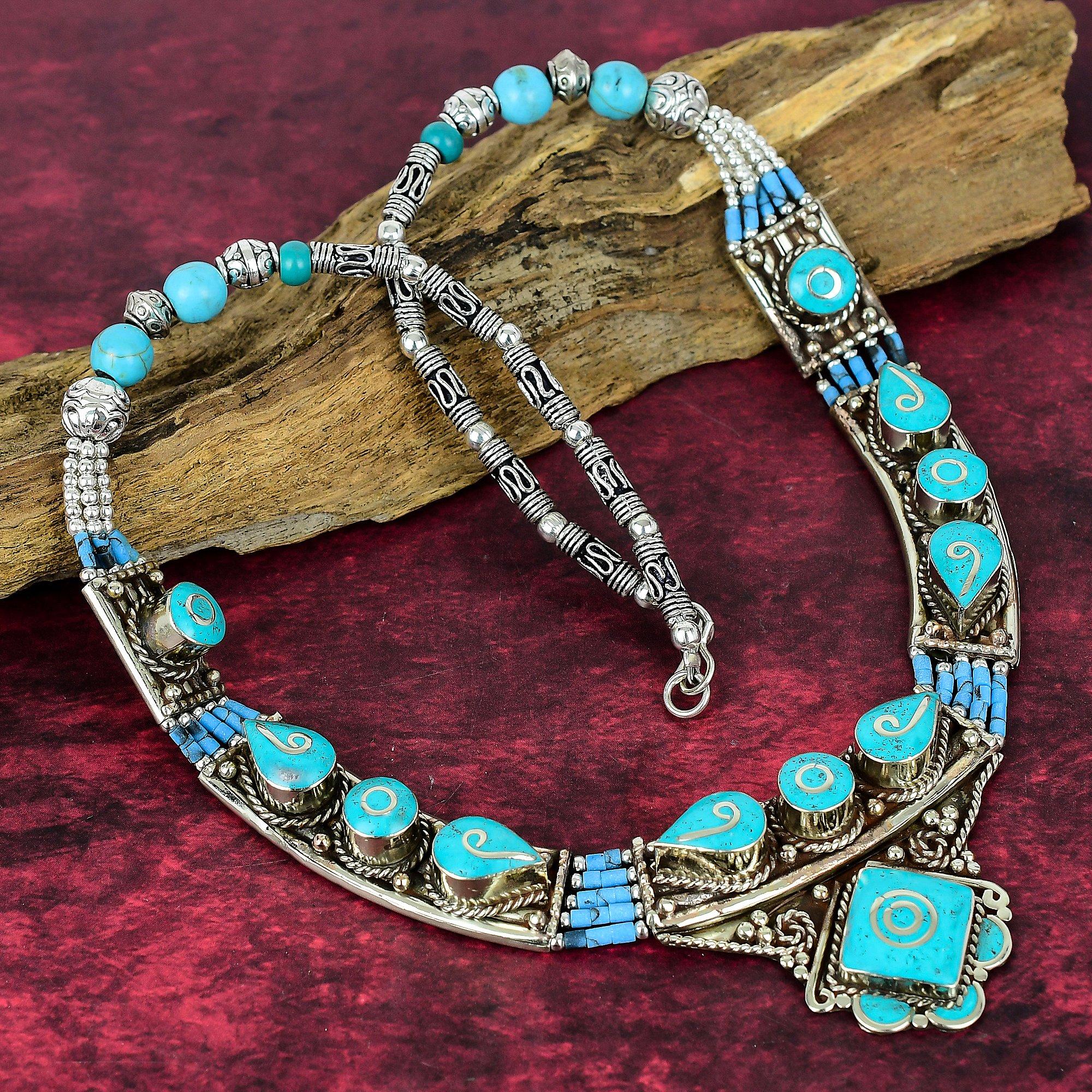 

Синее бирюзовое ожерелье из драгоценных камней ручной работы, ожерелье с регулируемой цепочкой из стерлингового серебра 925 пробы, для подарка на помолвку