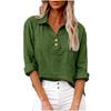 Women's Shirt Seven-Sleeve Lapel Cotton Linen Top Solided Color Casual Breathable Lapel Shirt