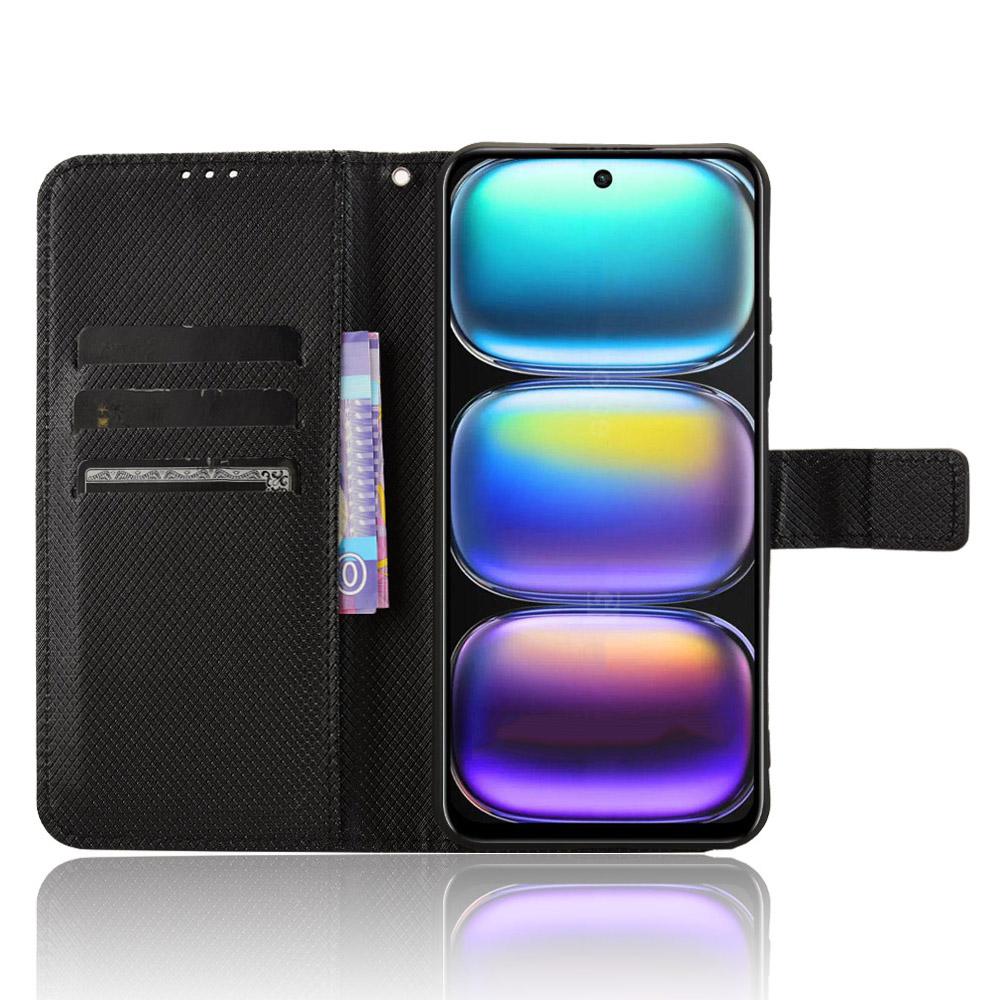 

For Infinix Hot 50 4G Case PU Leather Diamond Texture Wallet Phone Cover Black